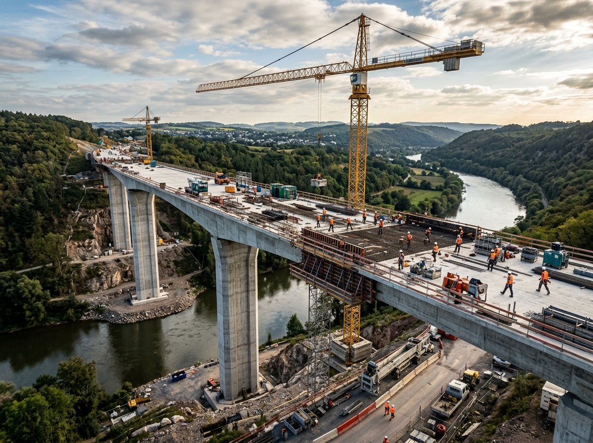 Bridge construction project using high-strength concrete